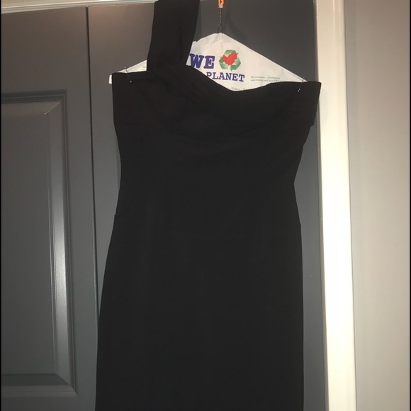 Aqua- one shoulder black Dress poly/ spandex - Picture 5 of 5